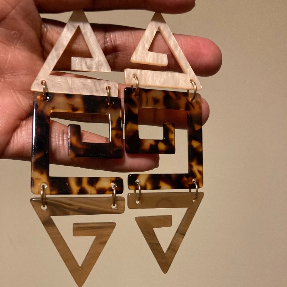 Brown Triangle Earrings